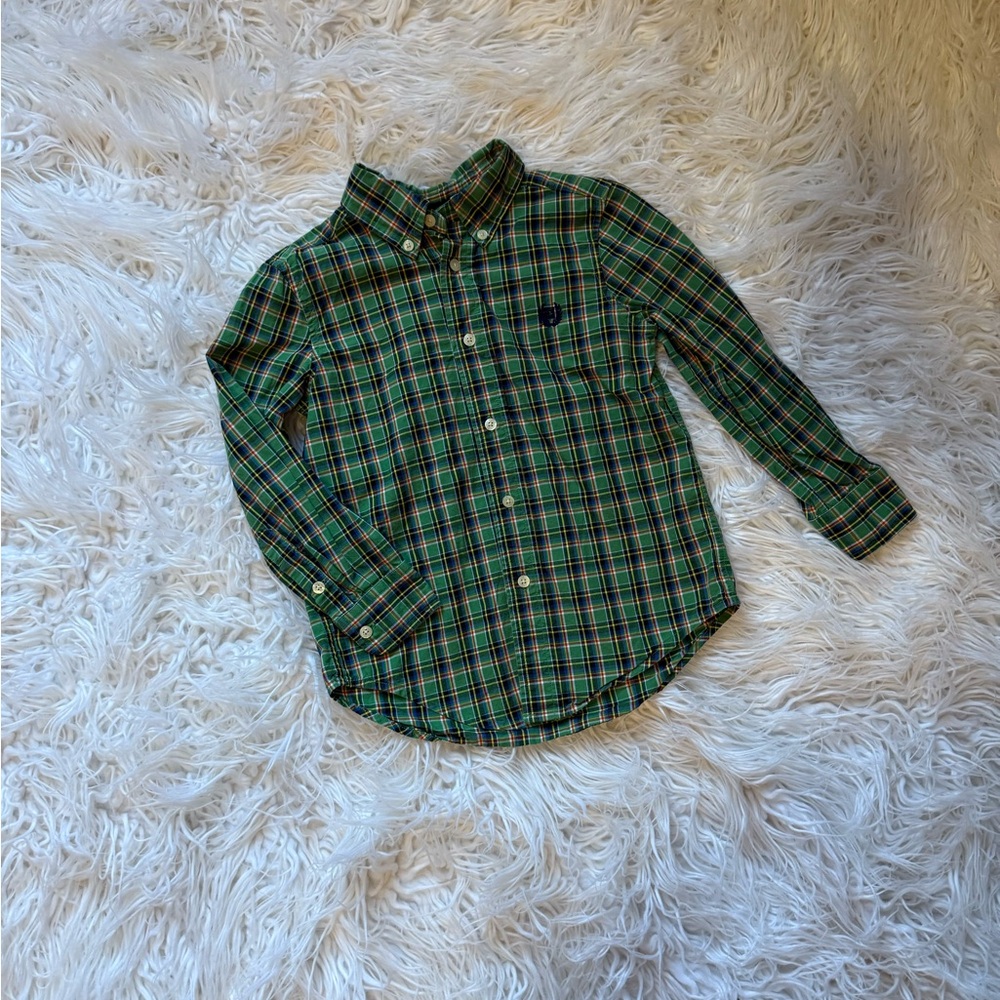 Green Plaid Kids Shirt